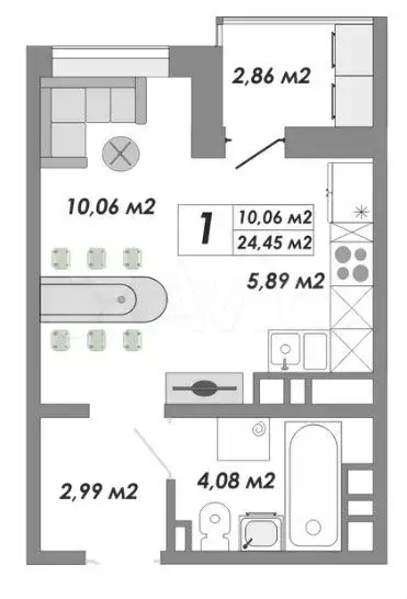 Квартира-студия, 25 м, 8/17 эт. - Фото 0