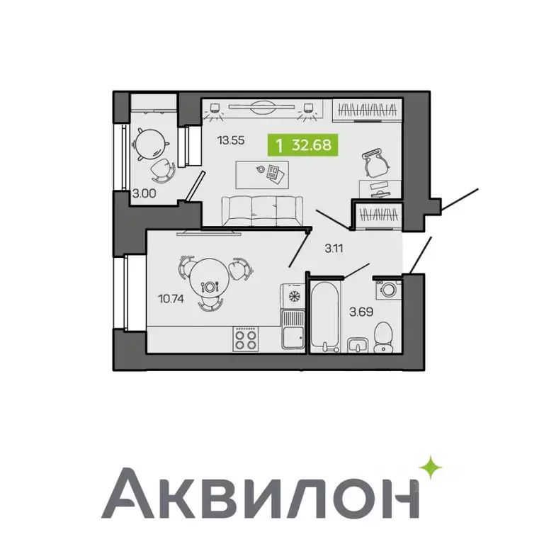 1-к кв. Архангельская область, Северодвинск ул. Ломоносова, 79к3 ... - Фото 1