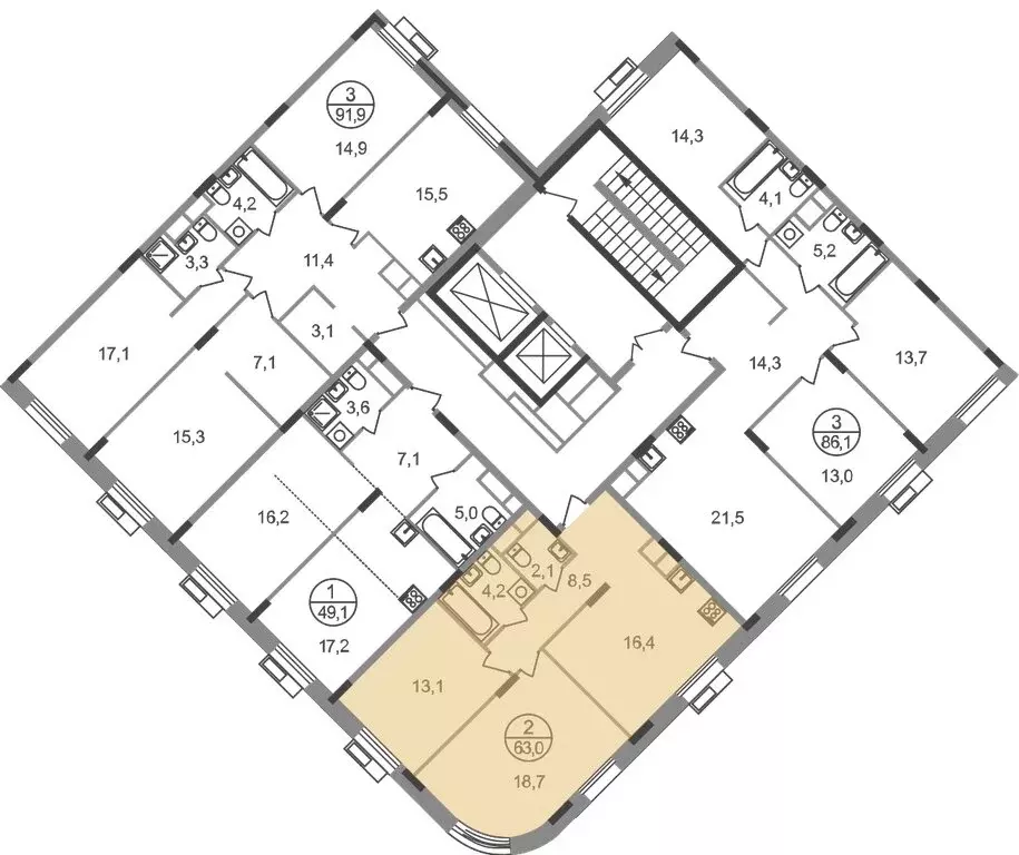 2-комнатная квартира: посёлок городского типа Заречье, жилой комплекс ... - Фото 2