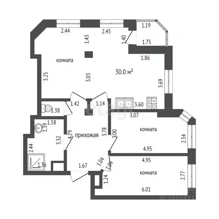3-к кв. Севастополь ул. Руднева, 30 (86.4 м) - Фото 1