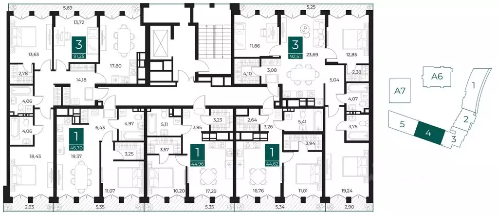3-к кв. Рязанская область, Рязань Арт Кварталы жилой комплекс (92.51 ... - Фото 2