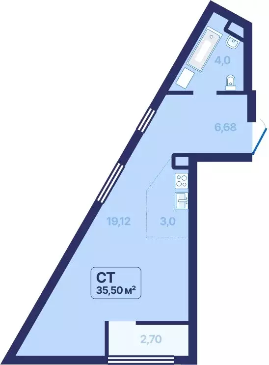 Квартира-студия: Екатеринбург, проспект Космонавтов, 9 (35.5 м) - Фото 1