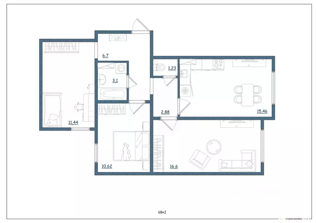 3-к кв. Тверская область, Тверь ул. Левитана, 93А (68.0 м) - Фото 1