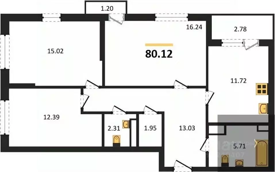 3-к кв. Воронежская область, Воронеж ул. Ломоносова, 116Б (80.12 м) - Фото 0
