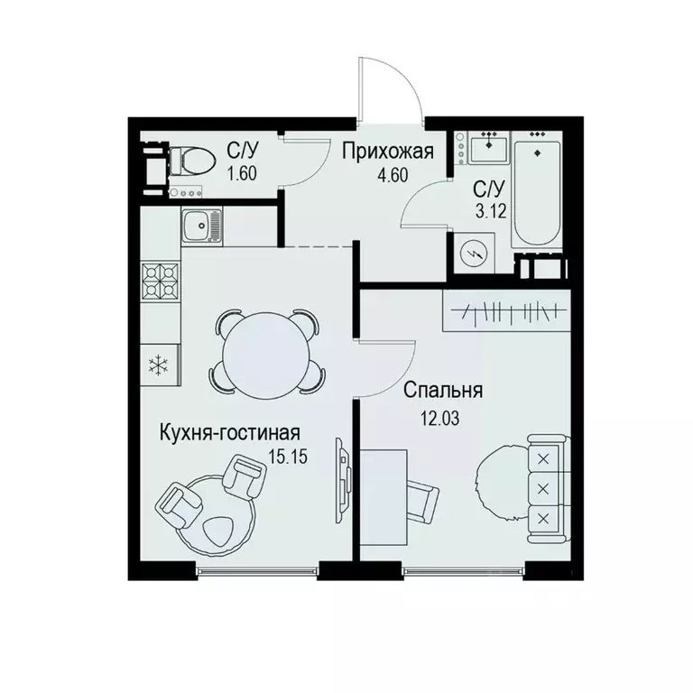 1-к кв. Санкт-Петербург ул. Профессора Попова, 38 (36.5 м) - Фото 0