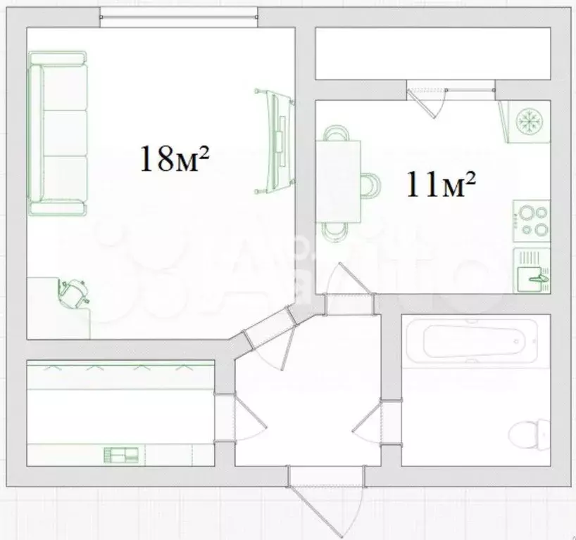 1-к. квартира, 40 м, 5/13 эт. - Фото 0