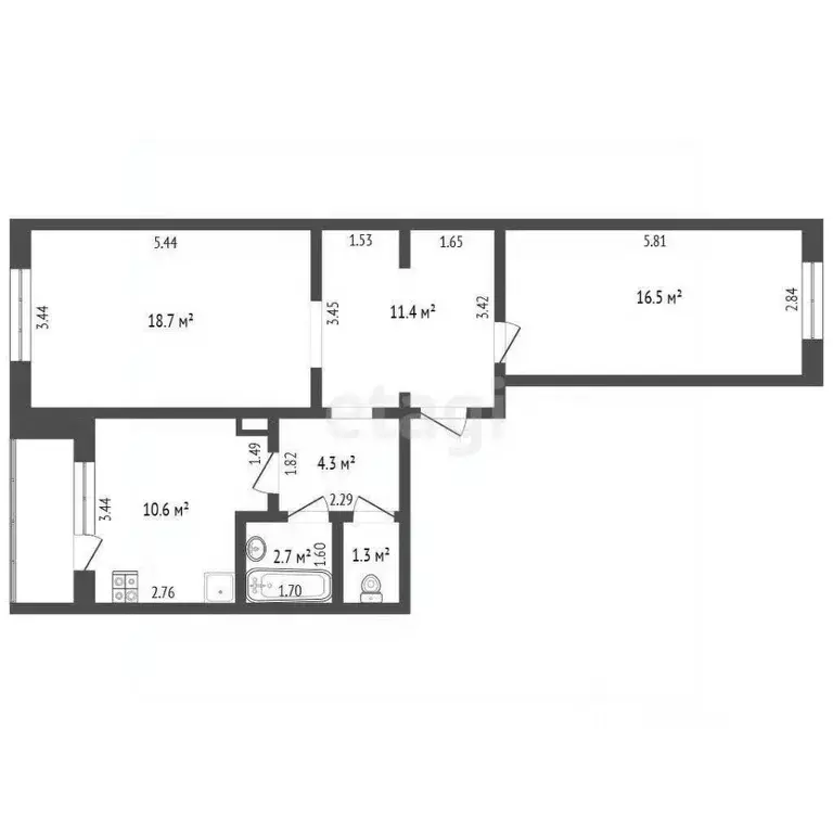 2-к кв. Саха (Якутия), Якутск ул. Лермонтова, 100 (68.2 м) - Фото 2