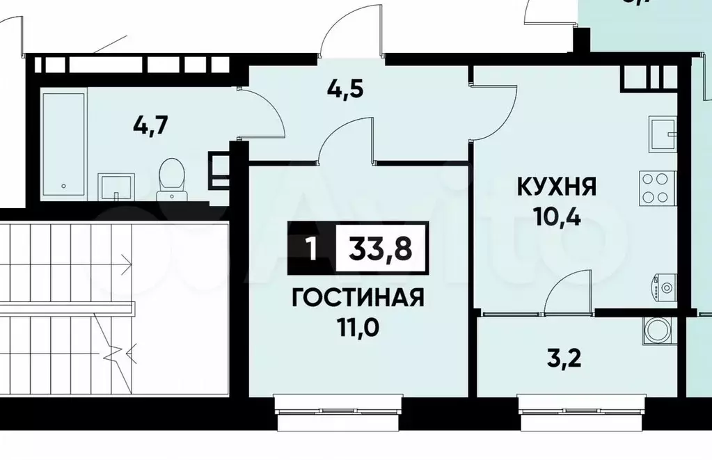 1-к. квартира, 33 м, 15/16 эт. - Фото 0