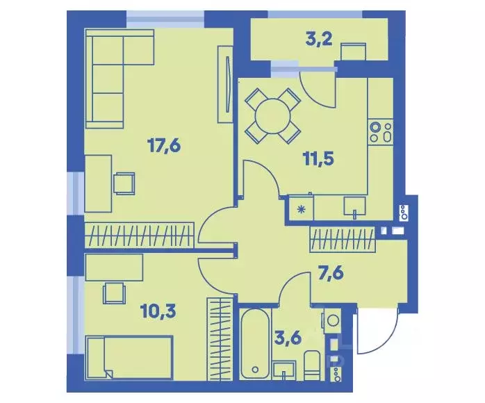 2-к кв. Пермский край, Пермь ул. Карпинского, 115 (52.2 м) - Фото 1