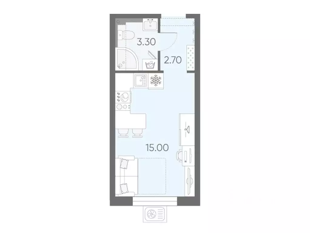 Студия Санкт-Петербург Ручьи тер.,  (21.0 м) - Фото 1