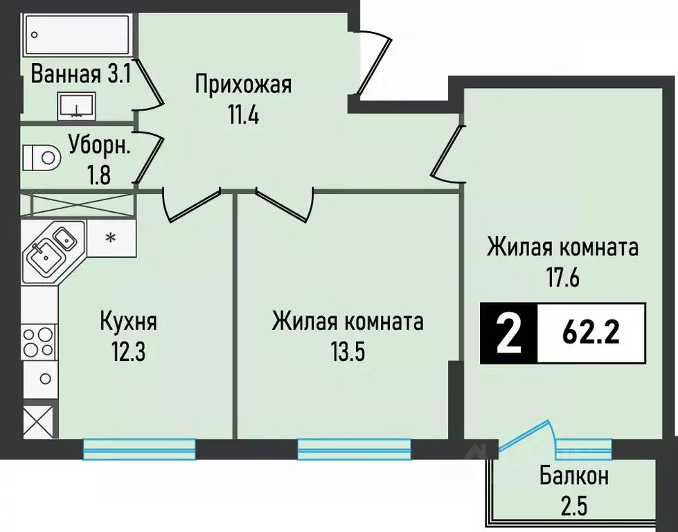 2-к кв. Ставропольский край, Железноводск городской округ, пос. ... - Фото 0