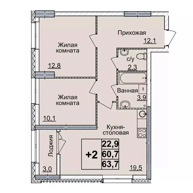 2-к кв. Нижегородская область, Нижний Новгород Горизонты Нижнего жилой ... - Фото 0