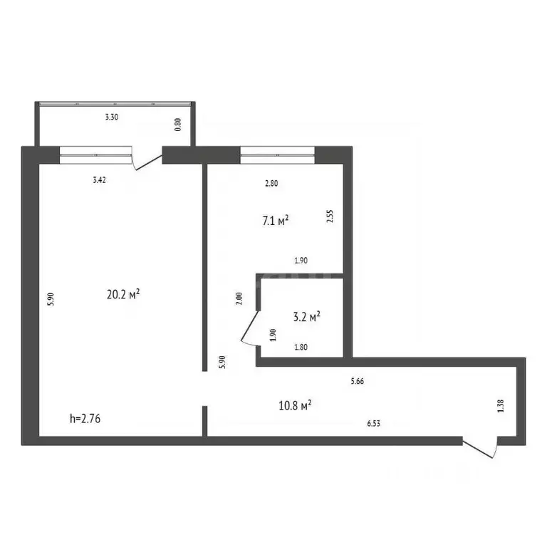 Студия Красноярский край, Емельяново пгт ул. Новая, 9Г (41.3 м) - Фото 2