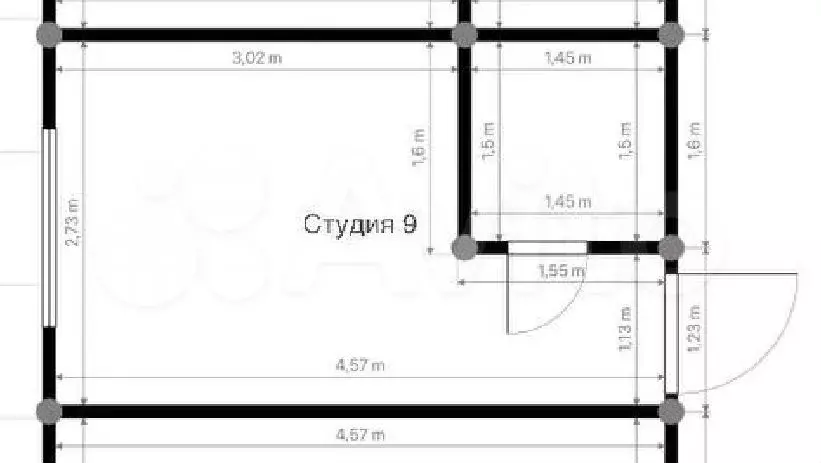 Апартаменты-студия, 12,5 м, 4/4 эт. - Фото 0