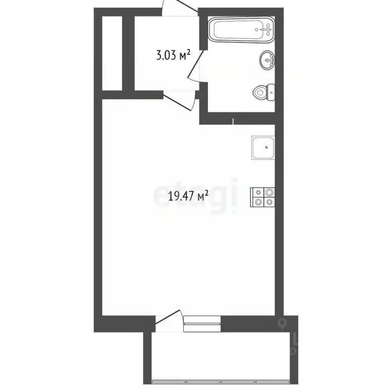 Студия Ярославская область, Ярославль ул. Пашуковская, 9к2 (27.0 м) - Фото 2