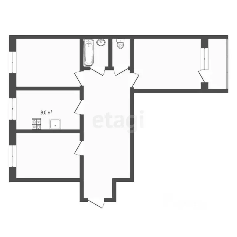 3-к кв. Коми, Усинск ул. Ленина, 19 (66.0 м) - Фото 1