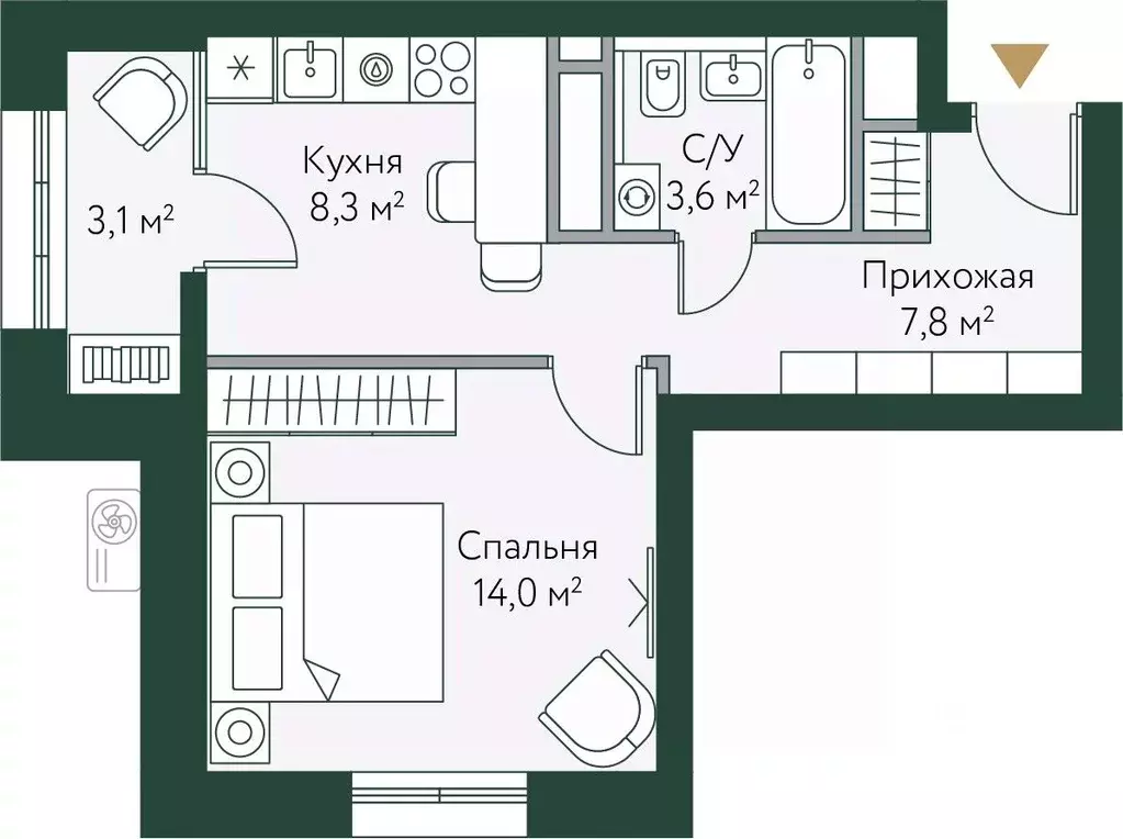 1-к кв. Волгоградская область, Волгоград Новосибирская ул., 74с1 (36.8 ... - Фото 0