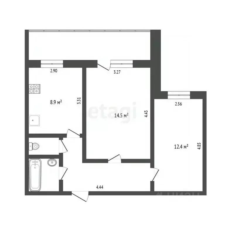 2-к кв. Тюменская область, Тюмень ул. Николая Чаплина, 132 (50.6 м) - Фото 2