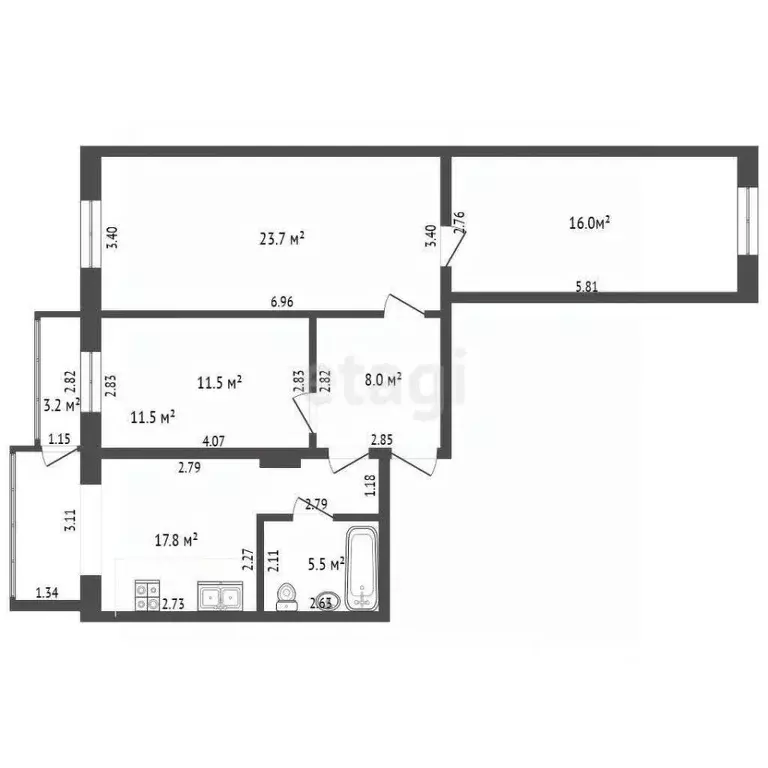 3-к кв. Саха (Якутия), Якутск ул. Курнатовского, 1/4 (82.5 м) - Фото 2