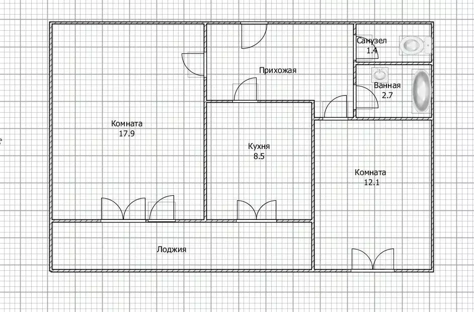 2-к кв. Башкортостан, Уфа ул. Красина, 13/3 (50.3 м) - Фото 1