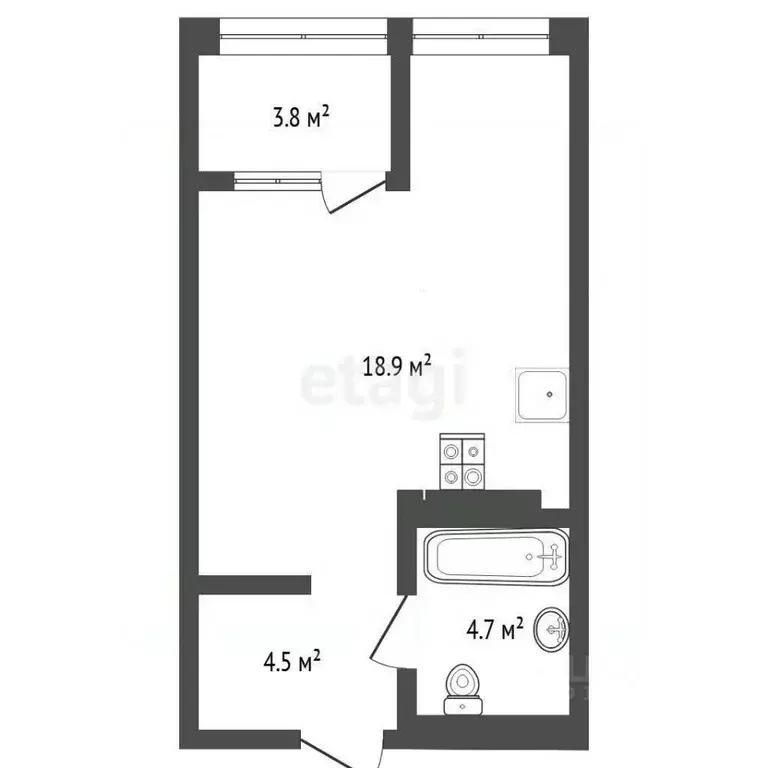 Студия Тюменская область, Тюмень ул. Монтажников, 57 (30.0 м) - Фото 1