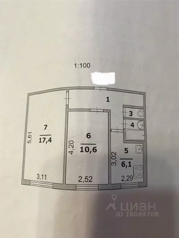 2-к кв. Белгородская область, Белгород ул. Железнякова, 15б (44.5 м) - Фото 2