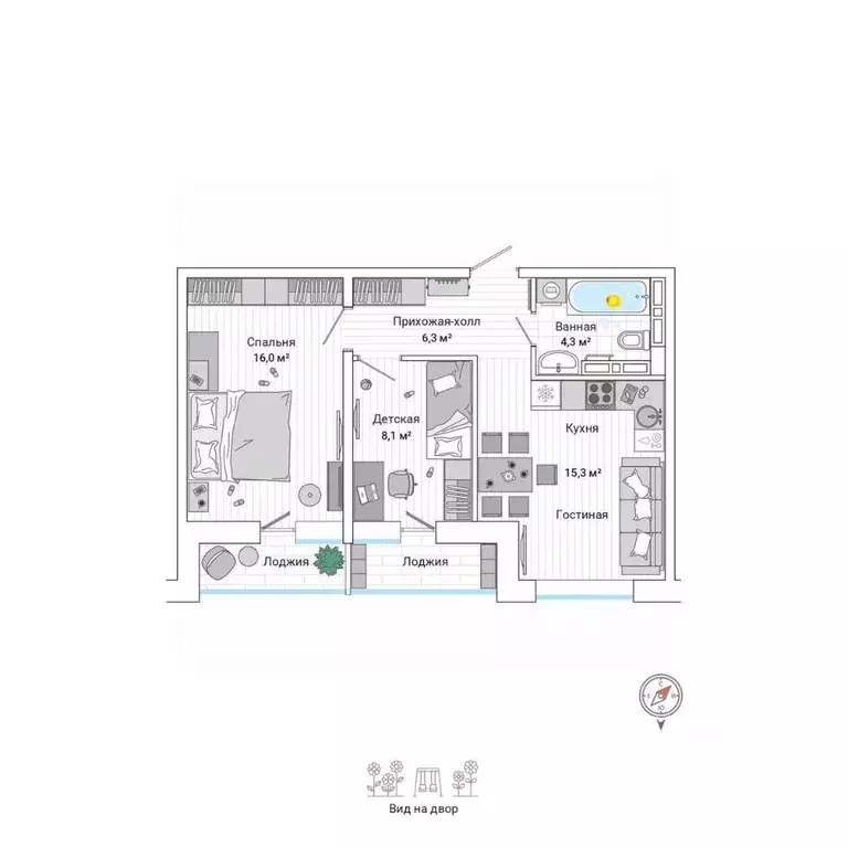 3-к кв. Приморский край, Владивосток ул. Нейбута (53.2 м) - Фото 1