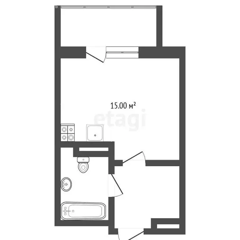 Квартира-студия: Дударева, улица Сергея Джанбровского, 5 (18.8 м) - Фото 1
