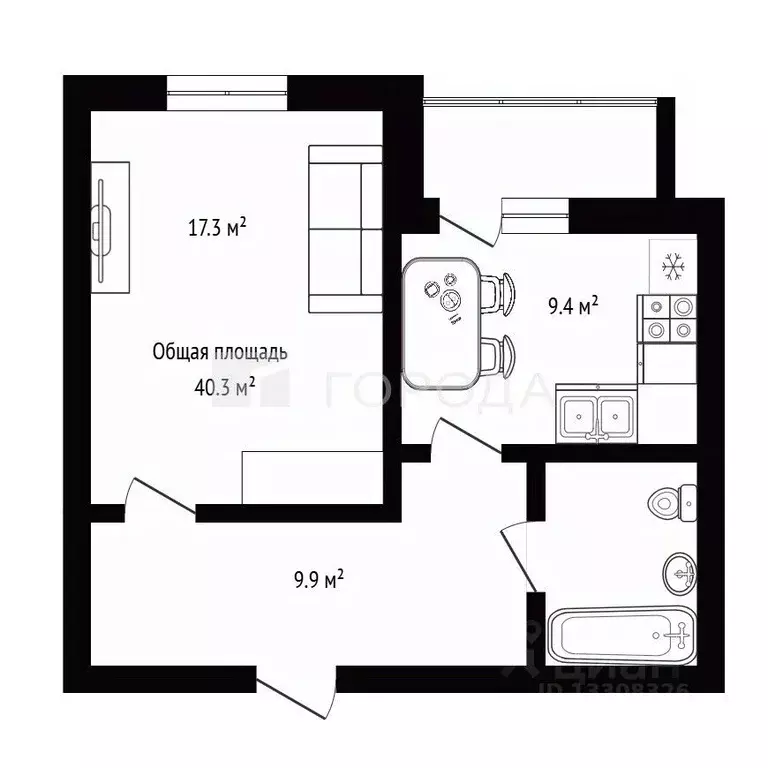 1-к кв. Новосибирская область, Новосибирск ул. Петухова, 148 (40.3 м) - Фото 2