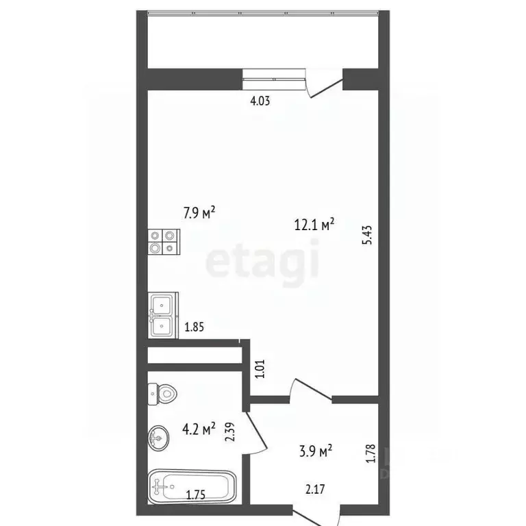 1-к кв. Саха (Якутия), Якутск Якутская ул., 11 (28.1 м) - Фото 1
