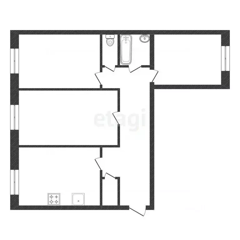 3-к кв. Красноярский край, Красноярск Взлетная ул., 30 (68.2 м) - Фото 2