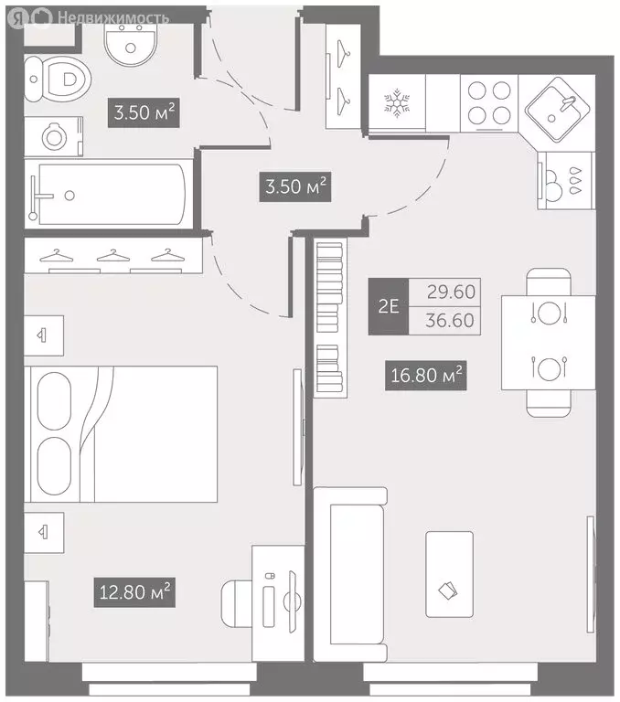 1-комнатная квартира: Санкт-Петербург, Архивная улица, 3к1 (36.6 м) - Фото 1