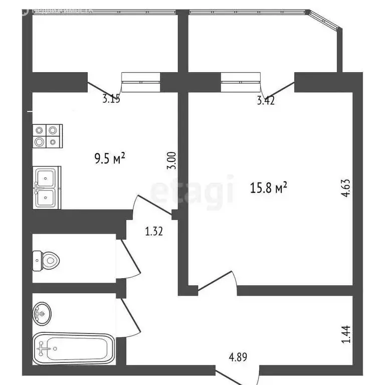 1-комнатная квартира: Воскресенск, микрорайон Новлянский, улица ... - Фото 1