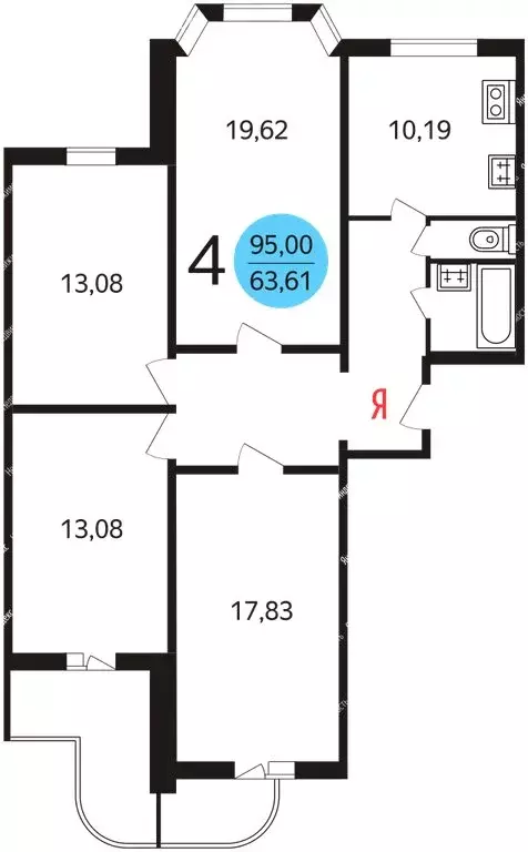 4-комнатная квартира: Москва, улица Мичуринский Проспект, Олимпийская ... - Фото 1