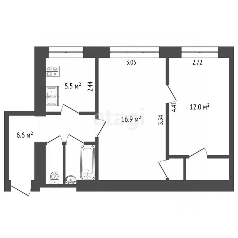 2-к кв. Москва Дмитровское ш., 19К1 (47.2 м) - Фото 2