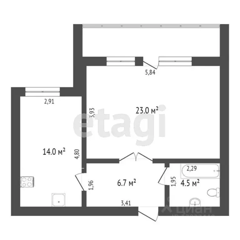 1-к кв. Тюменская область, Тюмень Кремлевская ул., 114 (49.5 м) - Фото 1