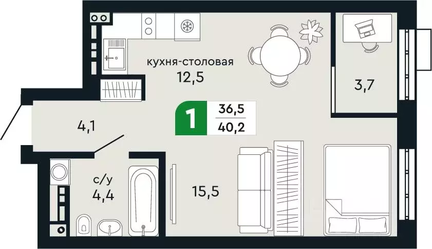 1-к кв. Свердловская область, Верхняя Пышма  (40.2 м) - Фото 0