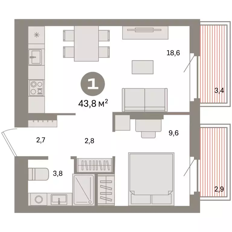 1-комнатная квартира: Екатеринбург, жилой район Сортировочный, ... - Фото 2