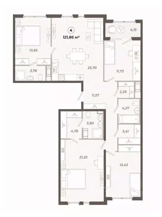 4-к кв. Санкт-Петербург ул. Коли Томчака, 21Д (121.86 м) - Фото 0