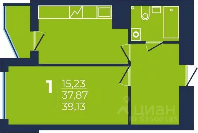 1-к кв. Башкортостан, Уфа просп. Дружбы Народов, 51 (39.1 м) - Фото 1