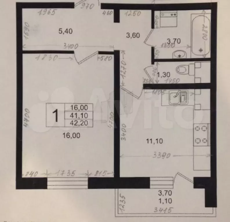 1-к. квартира, 41 м, 2/25 эт. - Фото 0