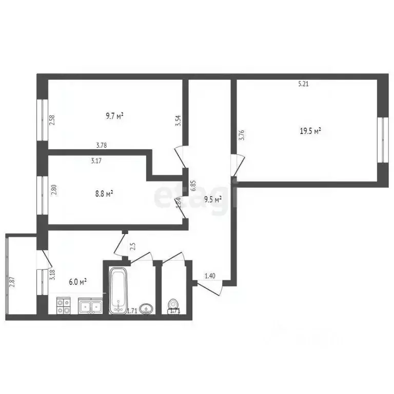 3-к кв. Ямало-Ненецкий АО, Пуровский район, Уренгой пгт, 1-й мкр 8 ... - Фото 2