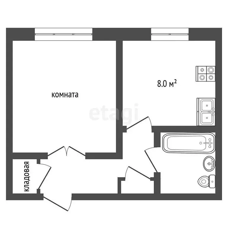 1-комнатная квартира: Новокузнецк, улица Рокоссовского, 37 (33.9 м) - Фото 1