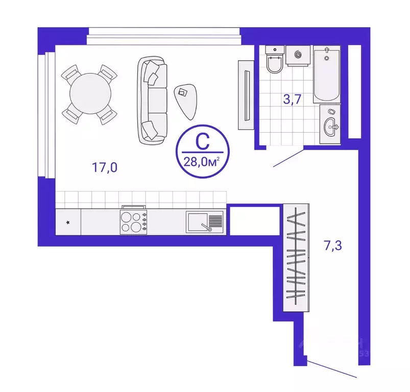 Студия Свердловская область, Екатеринбург Уктус жилрайон, Астон Сезоны ... - Фото 1