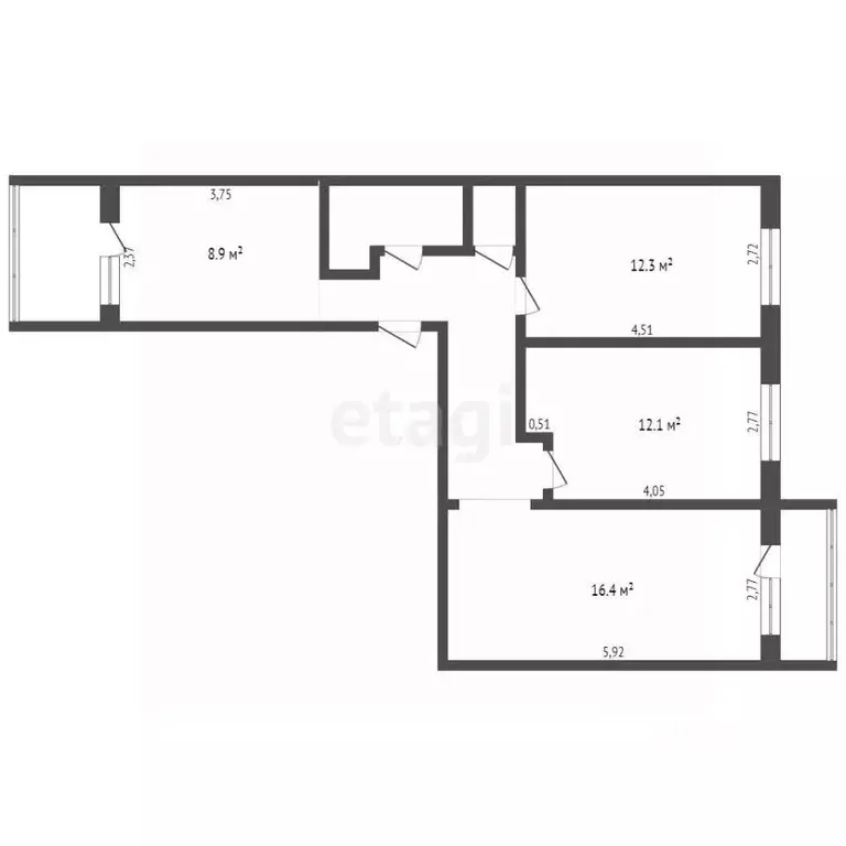 3-к кв. Томская область, Томск ул. Смирнова, 48Г (62.0 м) - Фото 1
