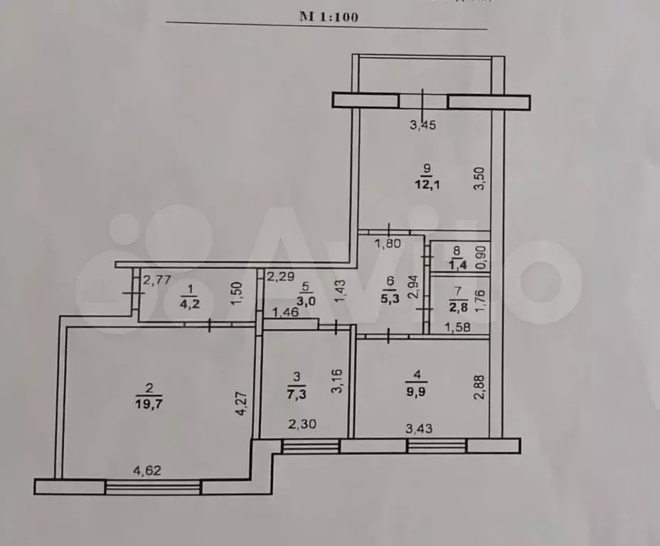 3-к. квартира, 65,7 м, 9/9 эт. - Фото 0