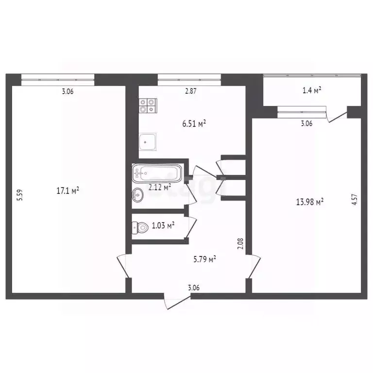 2-к кв. Мордовия, Саранск просп. 50 лет Октября, 33 (47.5 м) - Фото 2