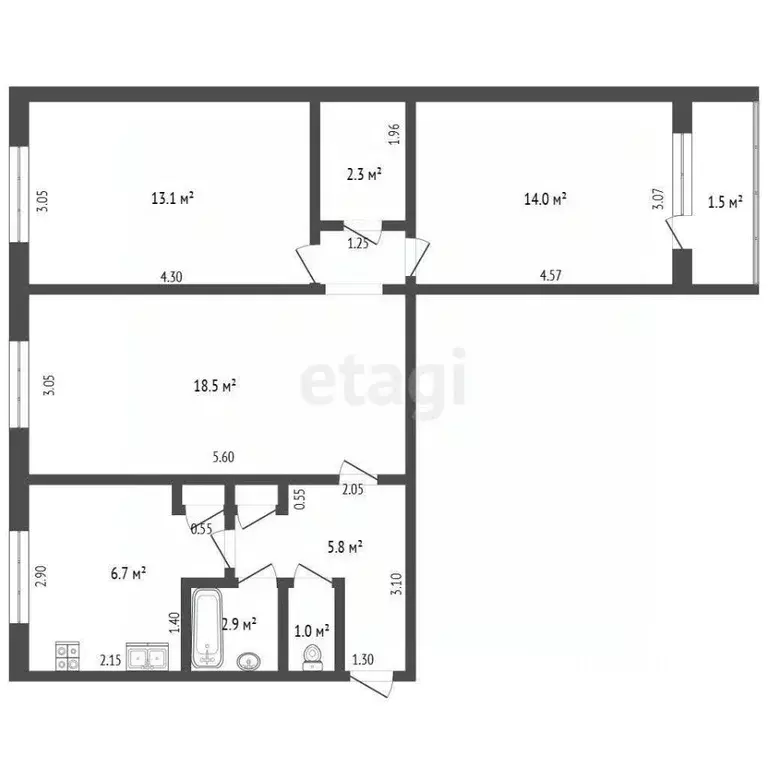 3-к кв. Мордовия, Саранск просп. 50 лет Октября, 50 (64.0 м) - Фото 1