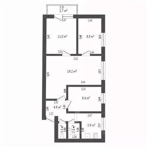 4-к кв. Башкортостан, Стерлитамак ул. Шаймуратова, 5Б (60.6 м) - Фото 2