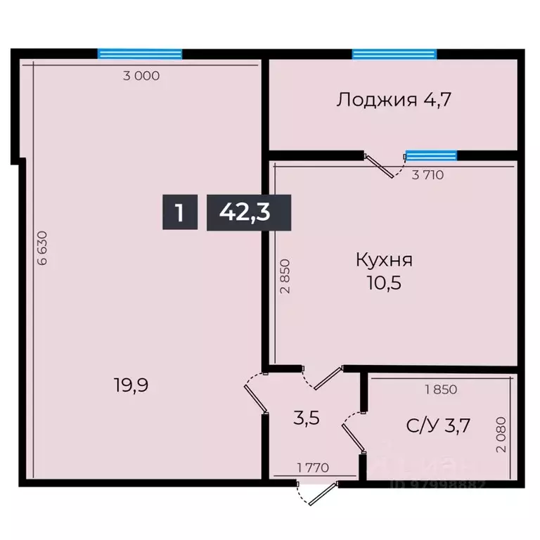 1-к кв. Ставропольский край, Ставрополь ул. Южный обход, 53Б (42.3 м) - Фото 1